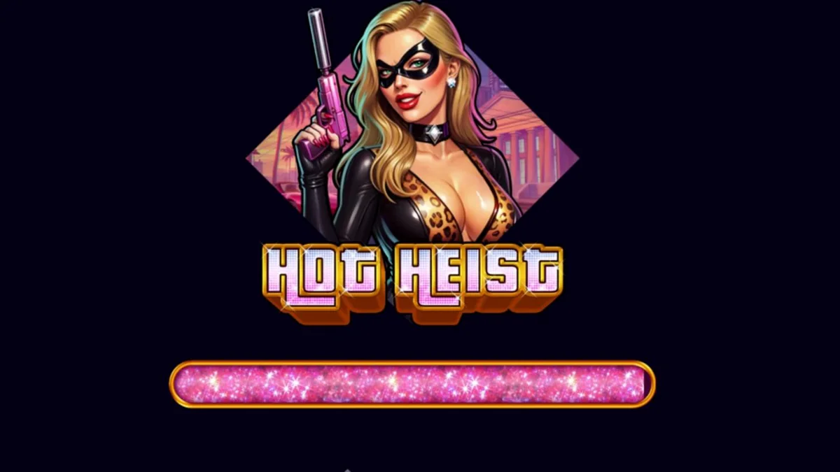 Tampilan visual slot Hot Heist dengan tema neon dan kriminal