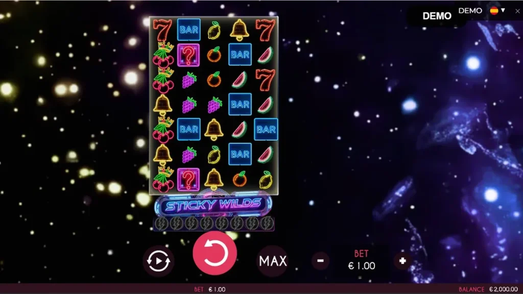 Tampilan visual neon dan simbol buah futuristik dalam slot Turbo Fortune Cherryways