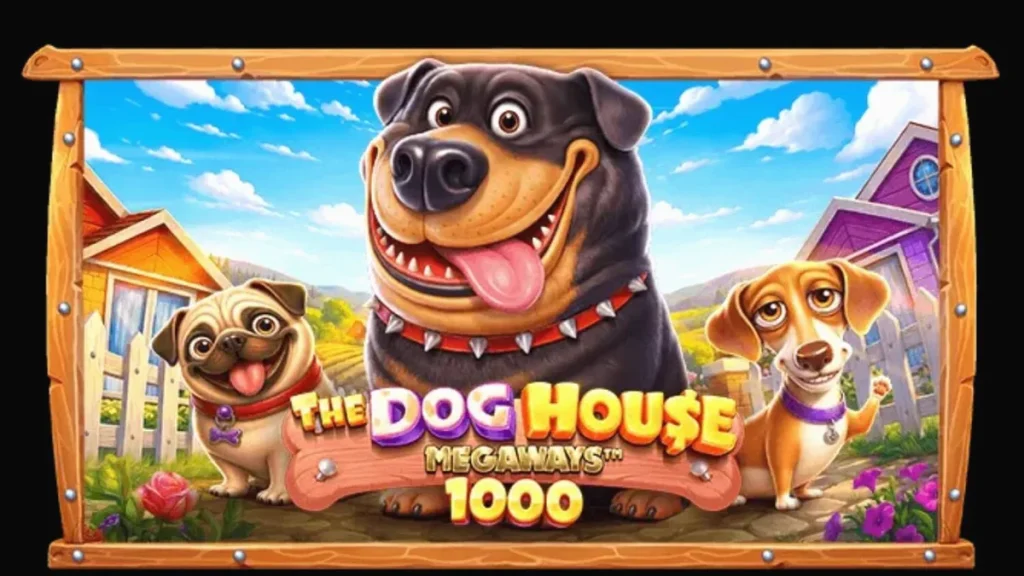 The Dog House Megaways 1000 slot machine interface with playful dog characters